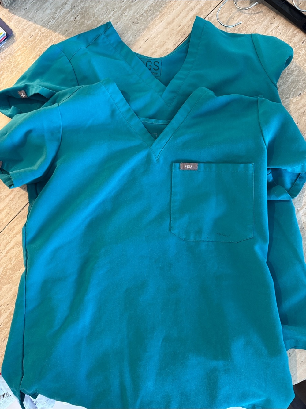 Figs teal scrub top